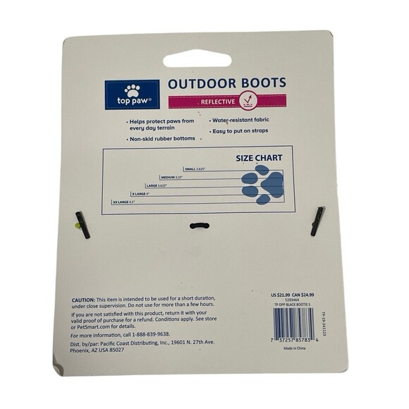 Top Paw Black Gray Reflective Protective Dog Outdoor Rain/Snow Boots Size S - Picture 2 of 2